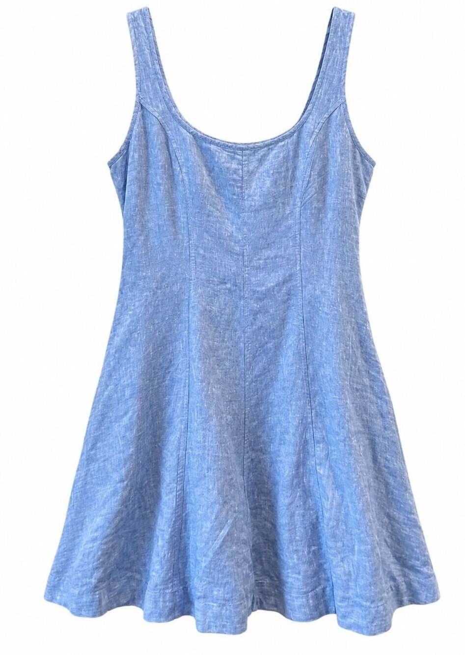 Universal Thread Women's Blue Linen Blend Smocked Mini Dress Size M
